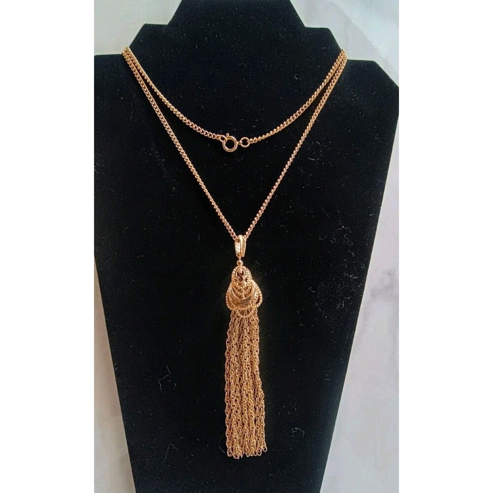 Vintage Unbranded Gold Tone Tassel and Chain Necklace